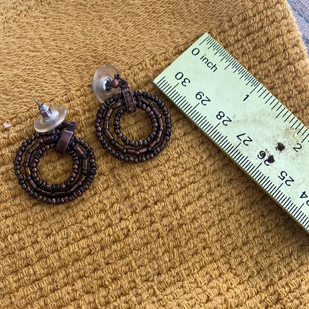 Elegant Brown Beaded Earrings